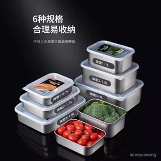 臺灣熱銷 工廠直銷 不鏽鋼保鮮盒食品級密封帶蓋廚房冰箱收納魚肉類收納盒