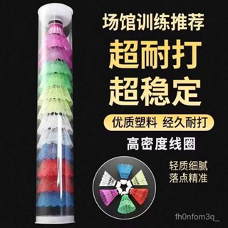 【桃園出貨】12衹桶裝塑膠羽毛球高彈力尼龍訓練球耐打室內外羽毛球促銷2衹裝 BNKH