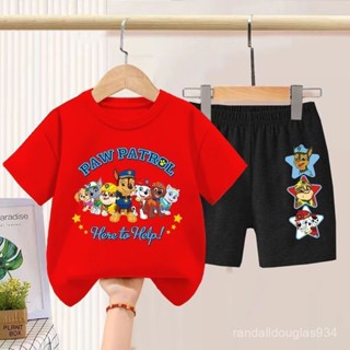 純棉兒童套裝💖臺灣出貨💖童裝男童短袖套裝夏季2025新款兒童休閒夏裝男洋氣小童汪汪隊衣服 汪汪隊套裝 上衣 短褲 童裝