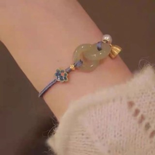 VELLE 韓系手鏈 藍蓮花平安扣環環相扣手鏈女款小眾設計diy編織手繩高階 閨蜜禮物手鏈 手環 女生手鏈