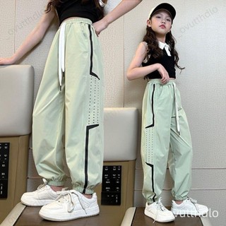 ✨臺灣熱銷✨免運✨女童褲子夏季薄款運動休閒褲2024新款兒童中大童防蚊褲速幹九分褲