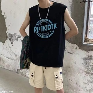 大促銷六 坦克男上衣 T恤 無袖 背心 休閒 夏季新款簡約小眾字母印花無袖打底背心男ins百搭潮流上衣T恤