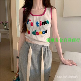 🌷 [推薦][1.1萬人收藏]吊帶 小背心女外穿2025夏新款洋氣字母刺繡無袖少女上衣針織打底衫 OXFD