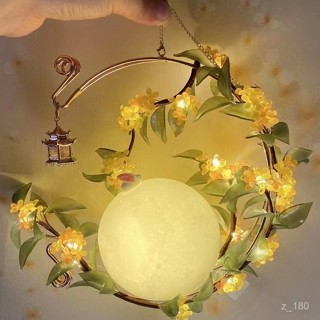 🎉蓮花燈🎉文創元宵燈籠手提DIY宮燈兒童幼兒園手工材料包2024新款古風花燈LED模擬蠟燭 長明燈 電子佛燈