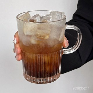 熱銷精選-6.4🌟ins風帶把手玻璃杯冰美式拿鐵咖啡杯水果茶杯家用果汁杯冷飲杯子