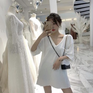大尺碼上衣女 300斤可穿 寬鬆遮肉 短袖T恤女 百搭上衣女 中長款上衣女 寬鬆上衣 顯瘦上衣 女上衣 大尺碼HH