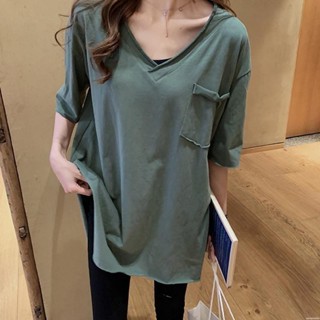 低價特賣 大尺碼上衣女 300斤可穿 遮肉顯瘦 V領短袖T恤女 中長款打底衫 大尺碼女裝 大尺碼上衣女 短袖上衣女HH