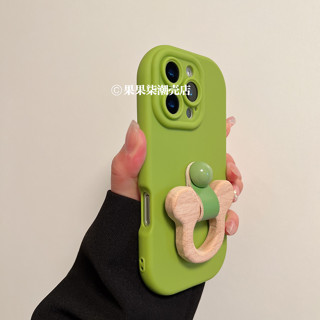 手機殼 手機殼iphone 質感手機殼 小清新綠色指環扣支架iPhone16promax手機殻蘋果15新款14全包13軟