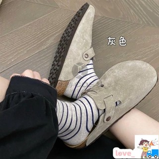 6/5勃肯鞋碼全真皮勃肯半拖軟木底包頭博肯拖鞋懶人鞋牛皮絨面男女同款情侶款夏季拖鞋