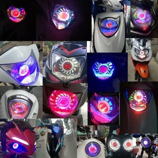 鬼火天使眼噁魔眼摩托車led燈泡超亮燈12v電動車燈改裝內建前大燈 LED大燈 車燈 大燈 機車大燈
