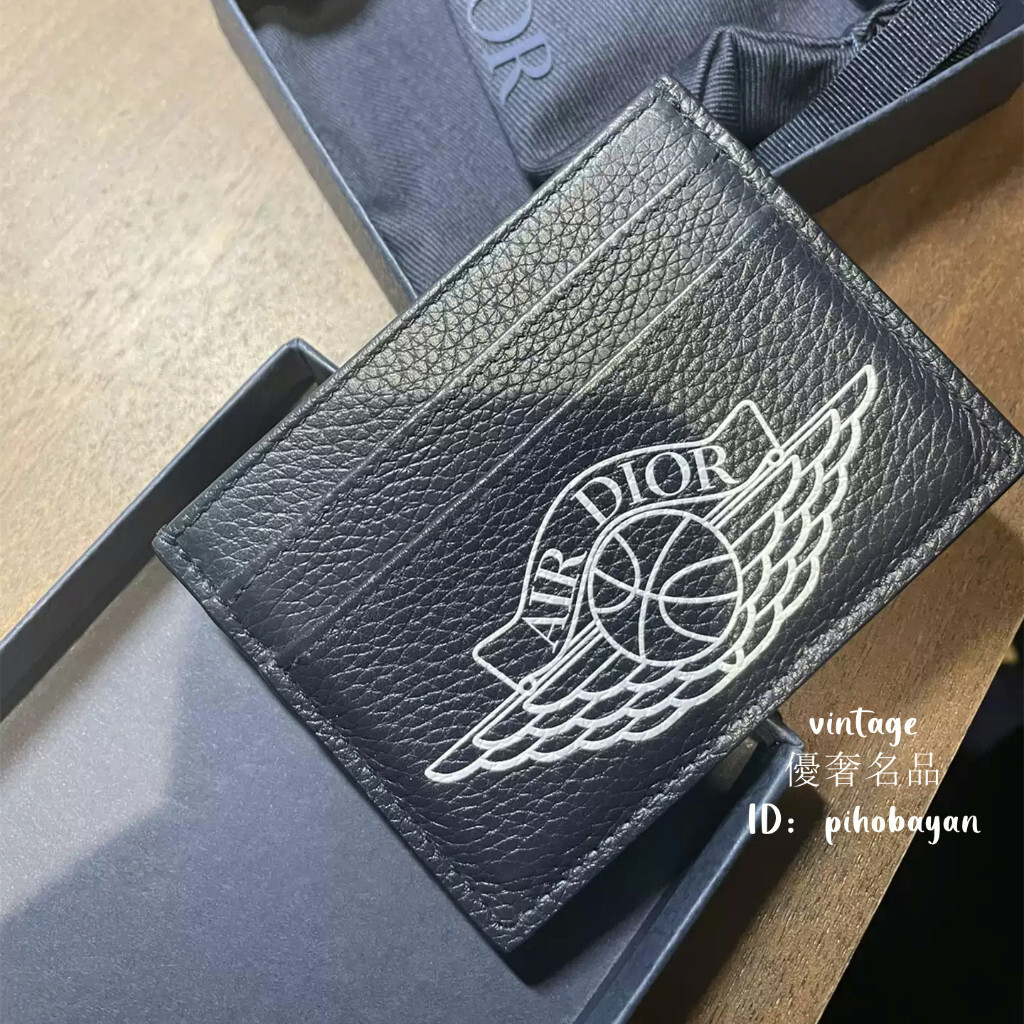 優奢精品 DIOR X AIR JORDAN 迪奧 2NICH0 海軍藍 牛皮 卡包 卡夾