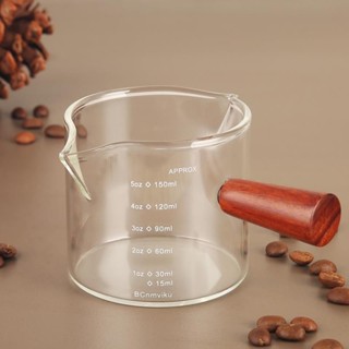 臺灣出貨 咖啡量杯 刻度量杯 濃縮咖啡杯 刻度杯 濃縮杯 雙嘴小奶盅玻璃杯牛奶杯意式濃縮咖啡杯150ml耐高溫刻度量杯