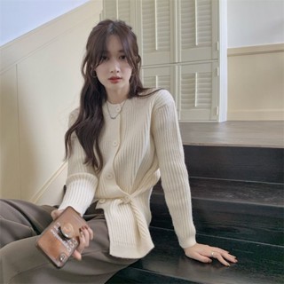 【Puffkten】大尺碼慵懶風毛衣女 韓版不規則寬鬆針織開衫外套 短板 長袖上衣