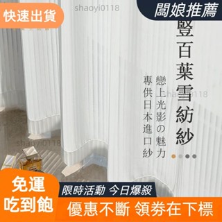 【桃園發貨】加厚豎百葉白紗 窗簾 透光不透人窗紗紗簾 白色遮光簾 飄窗陽臺客廳隔斷 半遮光落地窗簾紗 北歐隔間簾 雙層掛