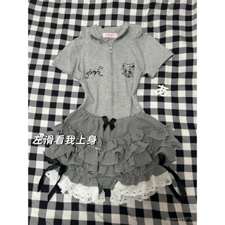 婷婷辣妹女裝店⭐ 臺灣出貨 y2k短袖拉鏈外套夏季日係可愛辣妹修身亞文化貓耳朵連帽上衣女生