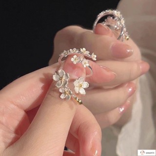 臺灣發貨 韓系潮流 鈦鋼戒指 嘻哈戒指💗杏花繁花似錦戒指輕奢簡約氣質開口小眾設可計調節感輕奢閨蜜禮物