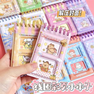 手賬本✨卡皮巴拉學生解壓線圈本線條狗手賬本減壓本可愛卡通口袋本記事本 筆記本