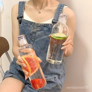 【閉眼入💕免運】ins極簡高硼矽玻璃水杯透明i時間刻度高顔值大容量便攜玻璃瓶