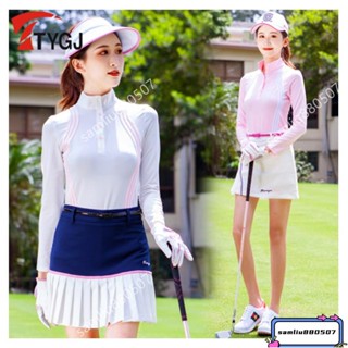 TTYGJ GOLF 春夏季高爾夫服裝 女士速幹長袖防曬球衣服T恤套裝 女生長袖上衣 運動休閒立領