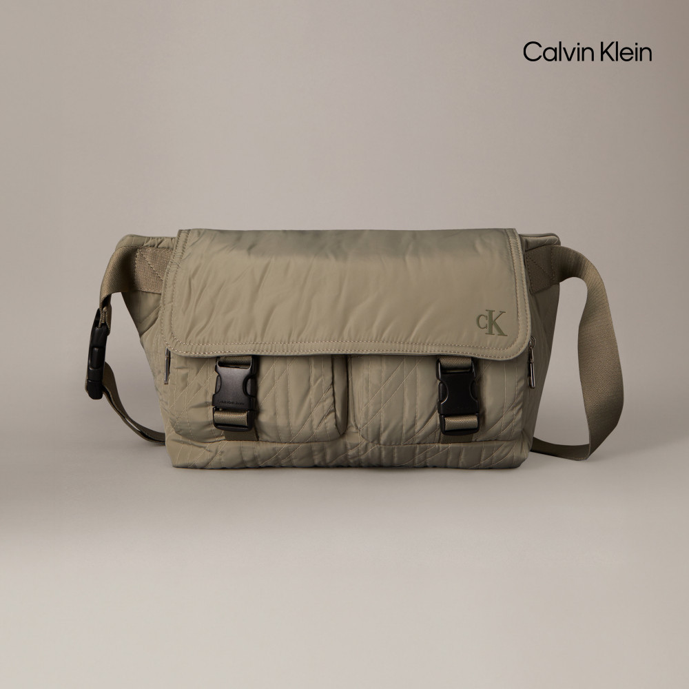 【Calvin Klein】 CK 絎縫信差單肩包_棕色