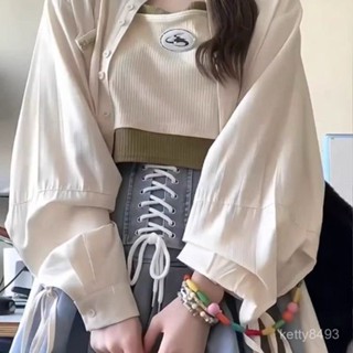 學院風百搭長袖襯衫女夏季寬鬆oversize綁帶慵懶風休閒防曬衫上衣