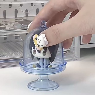 🎀動漫 周邊🎀ins風帶蓋防塵收納盒可愛娃娃桌面展示架diy透明高顏值展示收納架