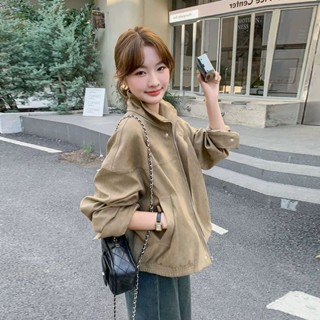 SF🎁外套 女生外套 薄外套 開衫外套 卡其色休閒翻領短外套女韓係今年流行小個子氣質減齡夾剋