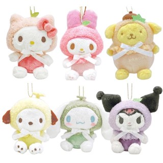 【現貨】小禮堂 Sanrio 三麗鷗 絨毛玩偶吊飾 (水果頭套) Kitty 美樂蒂 大耳狗 布丁狗