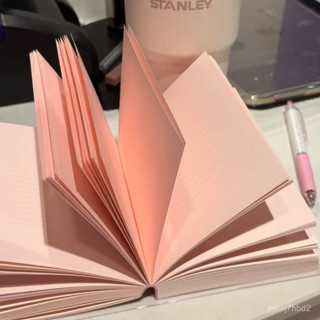 🔥臺灣出貨🔥小紅書衕款小粉磚粉色pu筆記本A6學生ins高顔值加厚手帳橫綫本