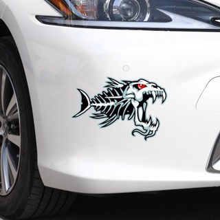 👉新店優惠🏎️食人魚骷髏魚魚骨反光車貼機車汽車裝飾貼紙油箱蓋擋風玻璃保險槓防水貼花刮