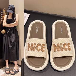 【新品熱款】夏季外出拖鞋女厚底女小香風增高時尚沙灘室內防滑ins軟底涼拖鞋室內拖鞋 懶人拖鞋 踩屎感 防滑涼鞋 浴室拖鞋