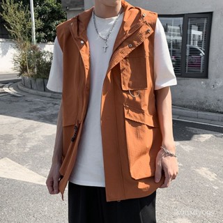 🔥戶外運動背心男 春秋馬甲外套男 寬鬆時尚馬甲 透氣大尺碼外套男 休閒運動工作背心美式機能風多口袋連帽坎肩馬甲男生潮流