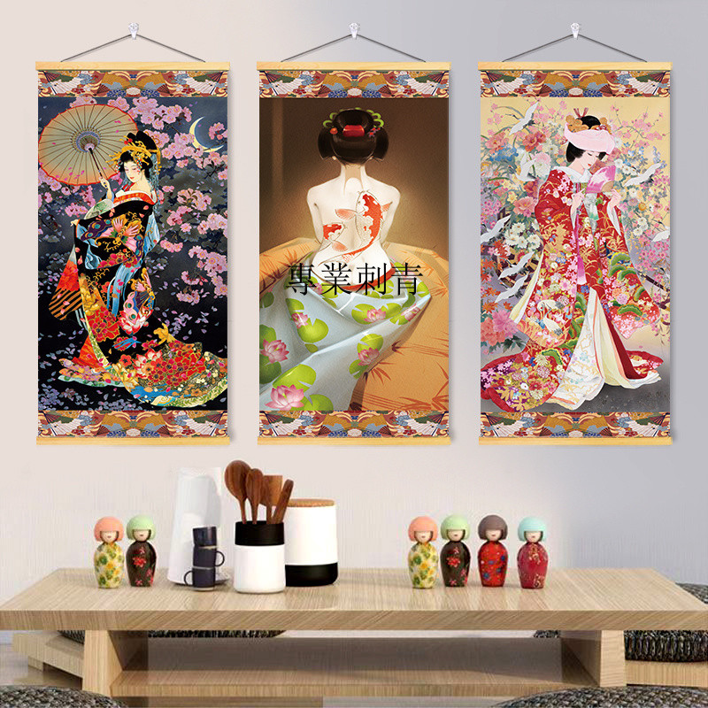 台灣熱賣【專業刺青】日本仕女圖掛畵日式飯店酒店日本料理壽司店居酒屋玄關臥室裝飾畵刺青店裝飾