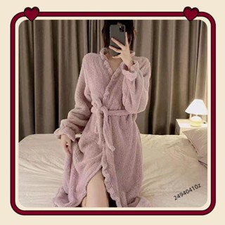 加厚款睡衣女和服睡袍女春秋款 服珊瑚絨浴袍法蘭絨浴袍可外穿 服 B0922 2023新款睡袍女秋冬季性感珊瑚絨加厚