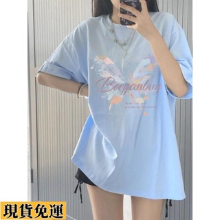 【🚚低價🚚】限時熱賣 100%純棉上衣 蝴蝶印花上衣 美式復古上衣 寬鬆顯瘦短袖 情侶款T恤 潮流上衣 韓係穿搭 獨