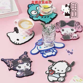 🔥新店優惠🔥三麗鷗杯墊可愛卡通 Kurome Melody Hello Kitty 可愛女孩絕緣防滑杯墊熱賣