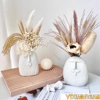 ✨JD✨乾花 陶瓷瓶 擺件 客廳裝飾 北歐風藝術花瓶真花乾花花束家居裝飾擺件客廳真花風乾天然花擺設