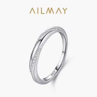 AILMAY✨正品授權✨香港直發S925純銀簡約微鑲幾何戒指女歐美跨境小眾設計ins時尚排戒食指環