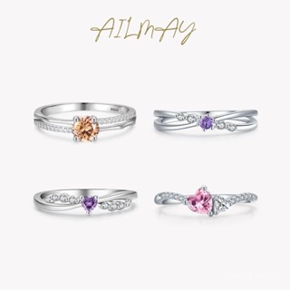 AILMAY✨正品授權✨香港直發S925銀彩色鋯石戒指女歐美風小眾ins設計愛心輕奢高級感百搭指環 女生戒指 韓版戒指