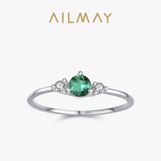 AILMAY✨正品授權✨香港直發歐美熱銷S925純銀新款圓形祖母綠鋯石戒指女複古宮廷風輕奢手飾品