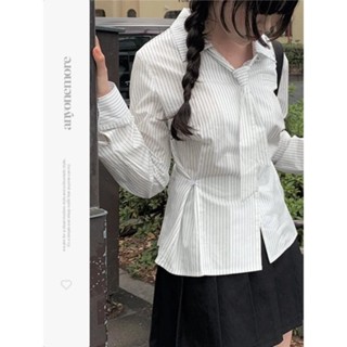 Codibook｜韓國 anyonemore 細直條紋領結長袖襯衫［預購］雪紡襯衫 襯衫 女裝