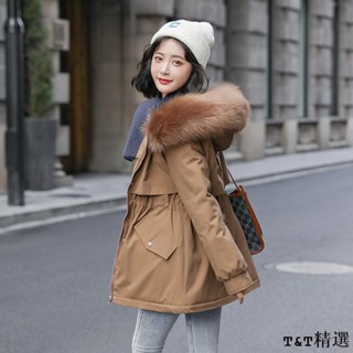 T＆T精選[超舒服]新款秋冬季棉服新款韓版寬鬆女冬裝外套中長款大碼連帽毛領派剋服