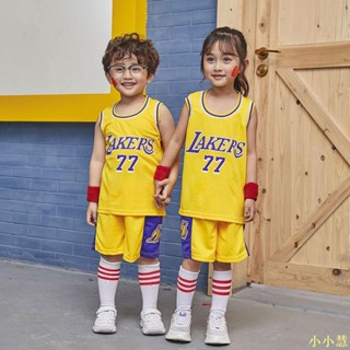 👏小慧雜貨鋪👏洛杉磯湖人隊 77 號 Doncic 籃球球衣兒童青少年男孩女孩運動服夏季