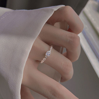 免運💍【3194人收藏】足銀玻璃戒指 鍍925銀方鑽戒指女幾何開口戒ins冷淡風輕奢小眾不韓國 純銀戒指 戒指男女告白禮
