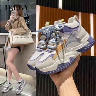 IELGY 高幫老爹鞋女新款鬆糕厚底增高時尚休閒百搭運動鞋