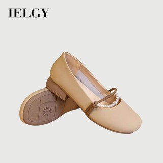 IELGY 杏色軟瑪麗珍皮鞋軟底平底女新款帶裙