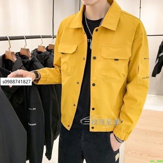 💯低價優選💯工裝男網紅痞帥外套男秋春季新款潮流韓版休閑長袖潮牌男士修身工裝夾克