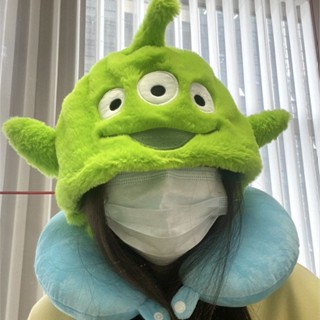 記憶枕午睡枕✨ins可愛日系三眼仔毛絨u型枕帶帽子一體飛機旅行高鐵午睡枕護頸枕