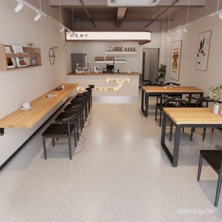 【限時優惠】【高質感材料】商用實木餐廳麵館奶茶店桌椅快餐飲長條窄桌公司咖啡休閒四雙人桌 HMNE