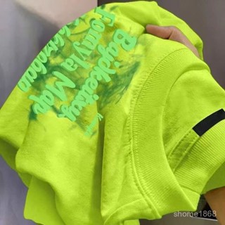 甜甜價💕超讚·多巴胺100%美式純棉熒光綠短袖t恤男女夏季oversize上衣寬鬆顯瘦 ONF5